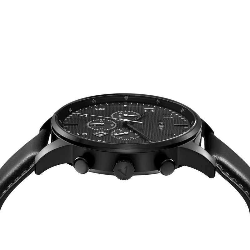 TRNDA STAINLESS STEEL MEN'S WATCH - ELEGANT CHARCOAL BLACK DIAL & LEATHER BAND - Image 3