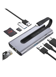 ESR 8 in 1 Portable Hub USB C Hub with Gigabit Ethernet 30Hz HDMI 100W PD 2 USB 3.0 Ports 1 USB 2.0 Port SD Card Reader Compatible with iPad 10/Pro 11/12.9 MacBook Pro and USB-C Devices