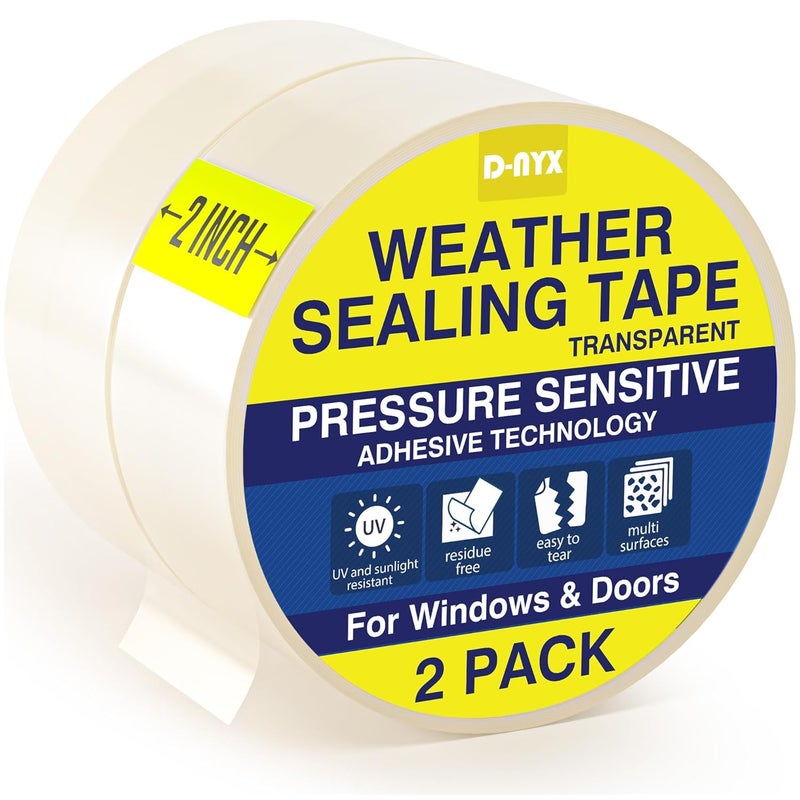 D-NYX Window Sealing Tape 1 Pack Transparent Sealing Heavy-Duty Residue-Free RV Insulation for Doors and Windows, Clear Weather Stripping Draft Isolation Tape (2 Pack 2 inch) - Image 1