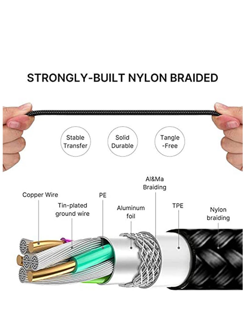 SYOSI Multi Charging Cable, Multi Charger Cable Nylon Braided 3 in 1 Charging Cable Multi USB Cable Fast Charging Cord with Type-C, Micro USB and Lighting Port, Compatible with Most Phones & iPads 2 Packs - Image 3