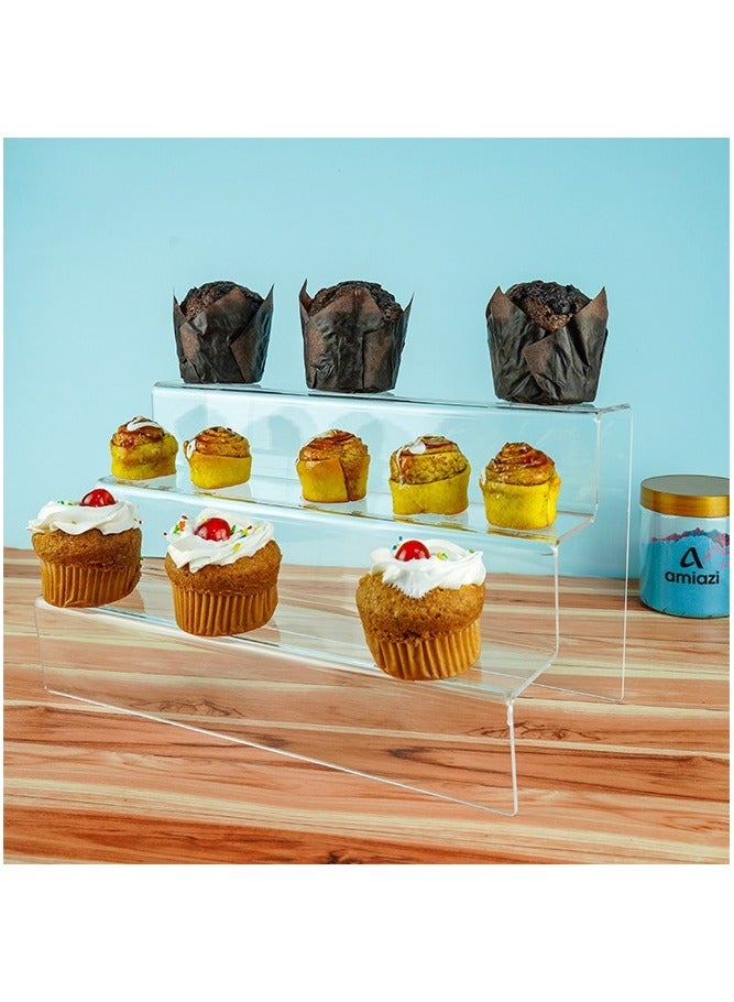 amiazi Clear Acrylic 3-Tier Cupcake Organizer Display Stand Riser Shelf for Kitchen Desserts Party Events Cosmetics Perfumes Storage and Showcase - Image 3