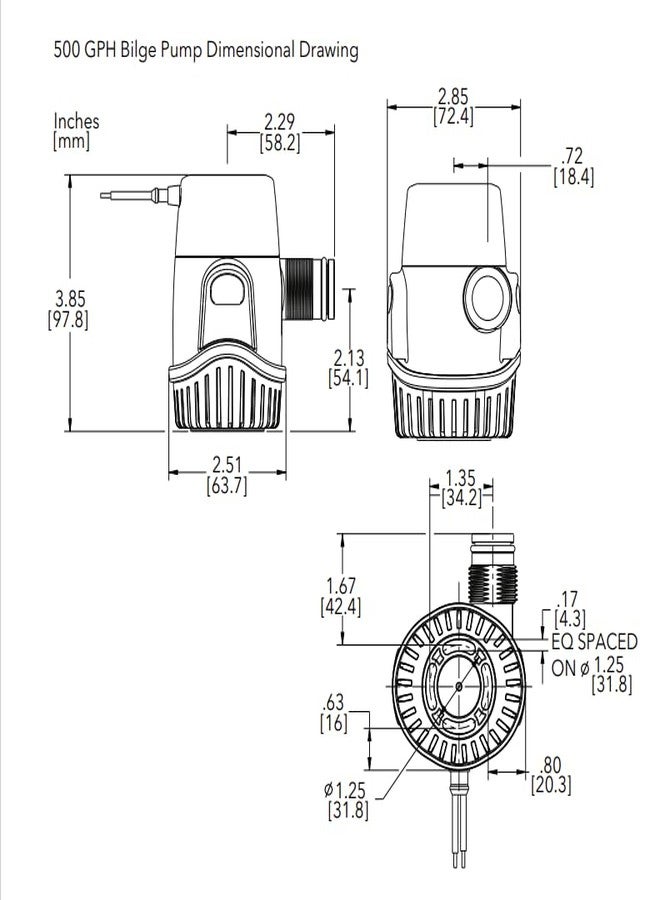 Rule 29 - 25d Bilge Pump Submersible Pump 12 V 500 G/H (1.892 L/H) 19 mm - Image 2