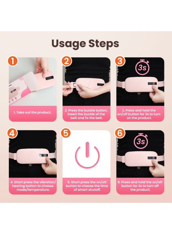 Cordless Heating Pads, 2 in 1 Fast Heating Pad, Electric Waist Belt Device with 5 Heat Levels u0026 4 Massage Modes, Menstrual Heating Pad for Back u0026 Belly Relief, Gifts for Women Girl - Image 4