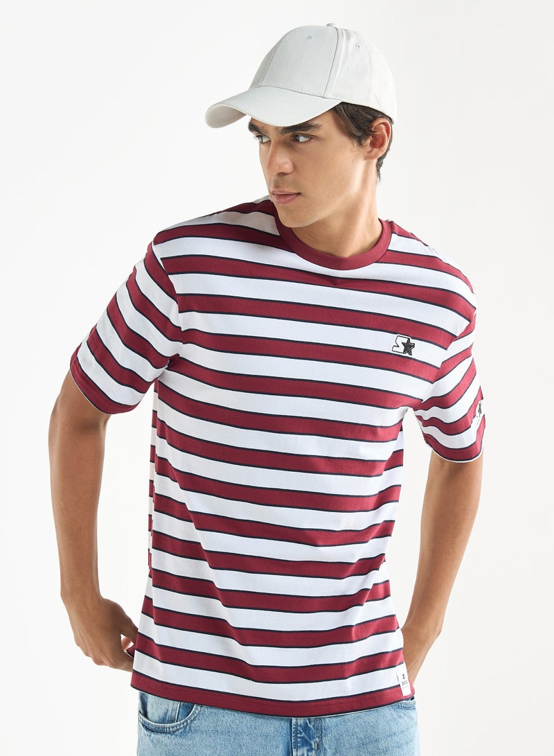 ستارتر تيشيرت مخطط بياقة ضيقة وأكمام قصيرة من ستارتر - Image 1