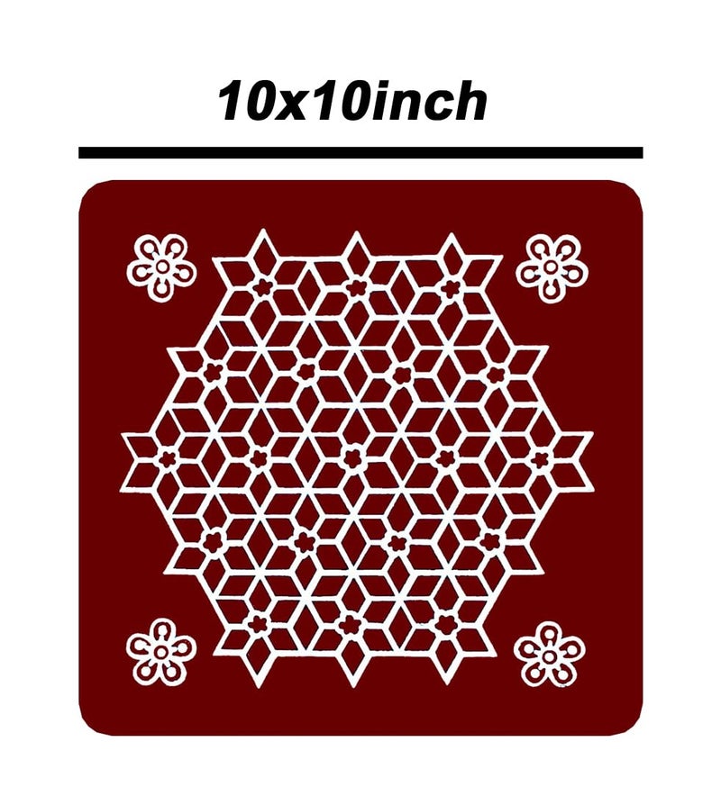 Asfaa Enterprises Rangoli Kolam Stickers Traditional Designs for Door Entrance Floor Tiles Stickers 10x10inch10pic Pack of 10pics MaroonMM10  - Image 2