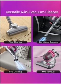 JAJEEK 4-in-1 Cordless Vacuum Cleaner | 10,000Pa Powerful Suction | UV Mite Removal | Ultra-Quiet & Lightweight | HEPA Filter | Ideal for Home, Car, Pet, Mattress & Carpet Cleaning  - Image 4