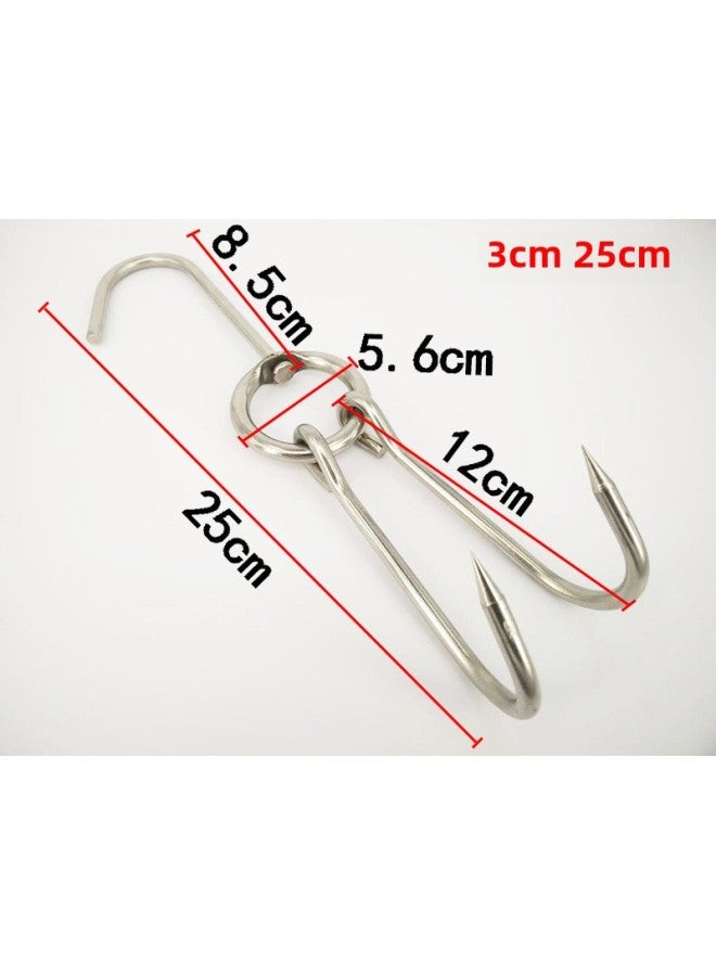 Roast Duck Hook Roast Duck Hook Roast Goose Double Hook Duck Hook Commercial Special Hook Roast Meat Ring Large Circle Stainless Steel Shelf-Color:1 Piece For Hanging Chicken 3cm 25cm, Buy Ten And Get Two Free  - Image 1