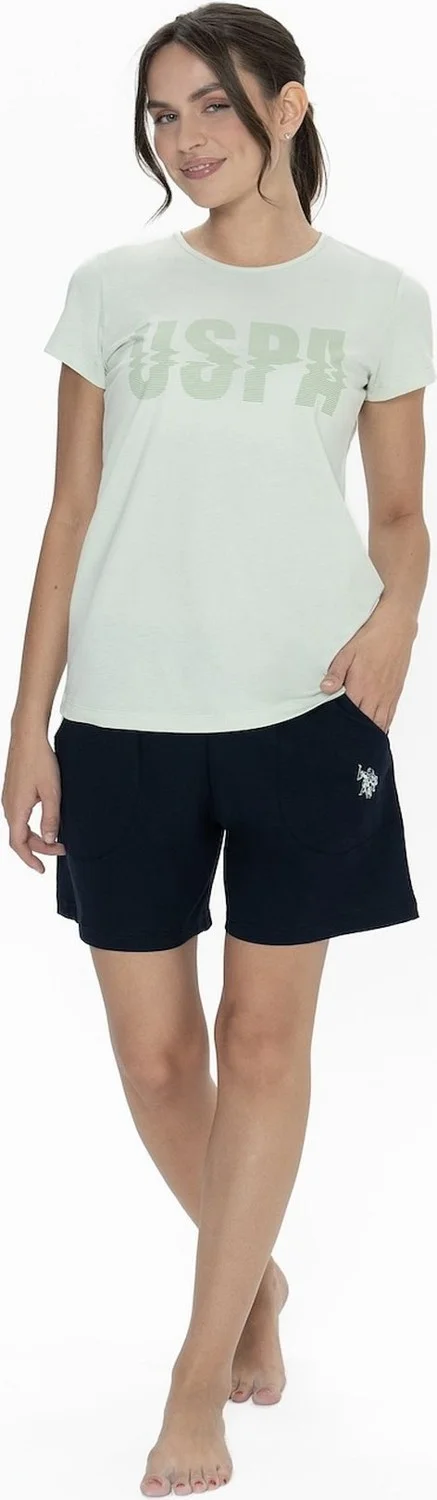 يو اس بولو اسن 20011 Women's Short Sleeve Crew Neck Shorts Pajama Set-Mint