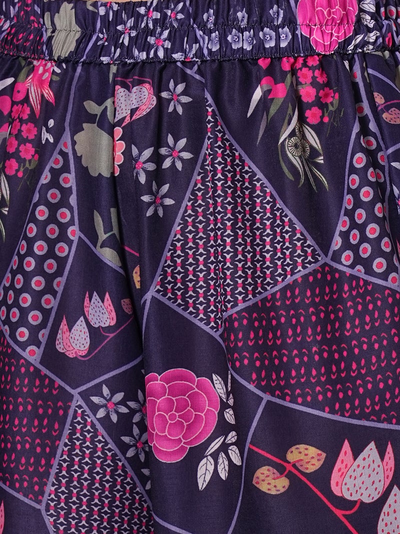 globus Globus Women Abstract Printed Shirt Collar Calf Length Straight Kurta & Pants Fusion Set - Image 5