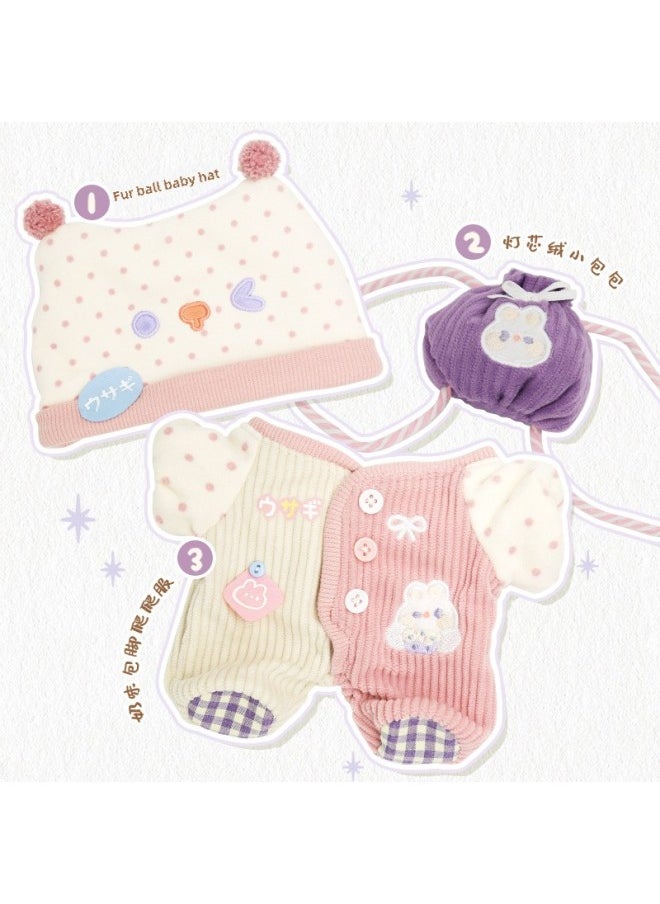 Cosmic Store Baby Sleep Research Institute Climbing Suit 20cm10cm Non-Attribute Cotton Baby Coat Cute All-Match-Specifications:20cm-Color:[three Points] Dessert Bunny Set (bag + Hat + Crawling Clothes)  - Image 1