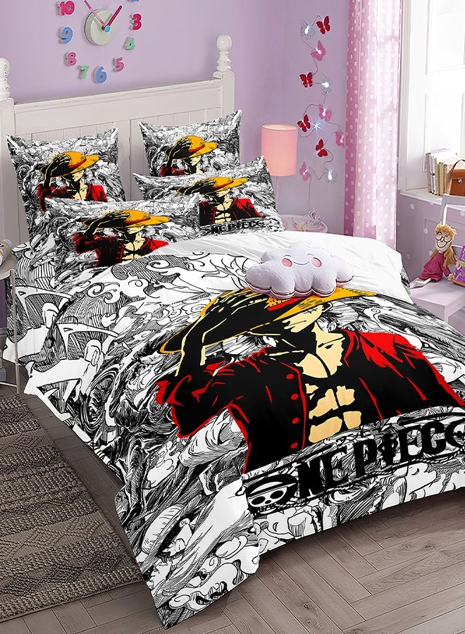 Three-piece fashionable duvet cover set with hidden zipper closure in the style of "One Piece" - made of fashionable microfiber material, including two pillow covers and one duvet cover. - Image 1