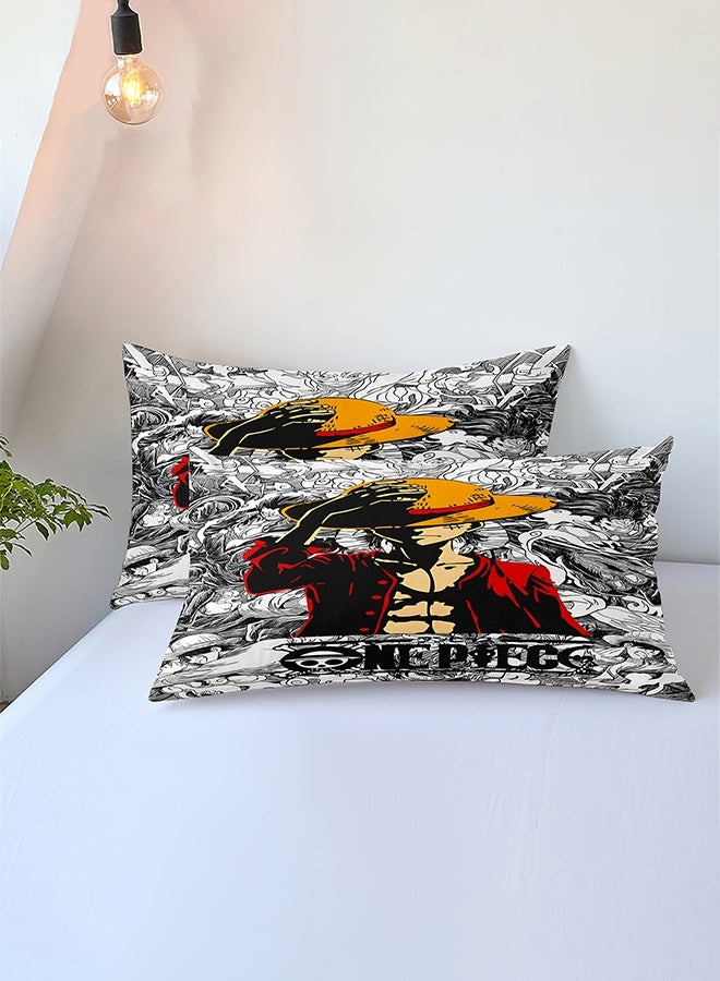 Three-piece fashionable duvet cover set with hidden zipper closure in the style of "One Piece" - made of fashionable microfiber material, including two pillow covers and one duvet cover. - Image 5