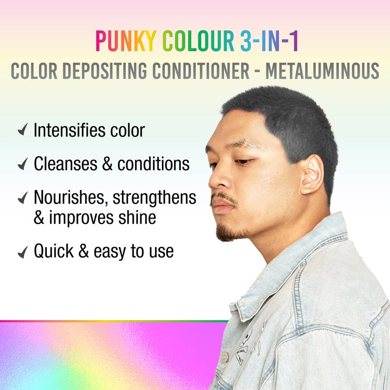 Punky Colour 3-in-1 Hair Color Depositing Conditioner & Hair Cleanser - Metaluminous, Restores & Adds Shine to Faded Hair, 8.5 fl oz. - Image 1