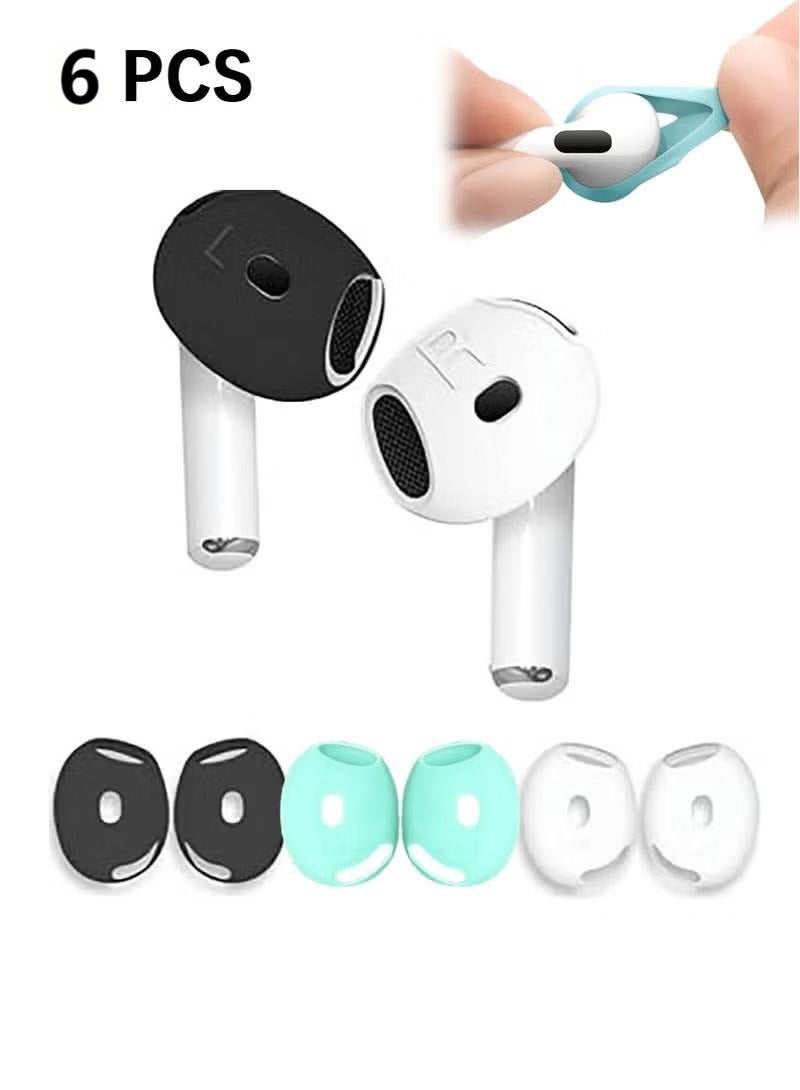 6 Pairs Cover for AirPods 4 Anti Scratches Add Grip Sport Ear Tips Compatible with AirPods 4th Generation (White Black and Green) - Image 1