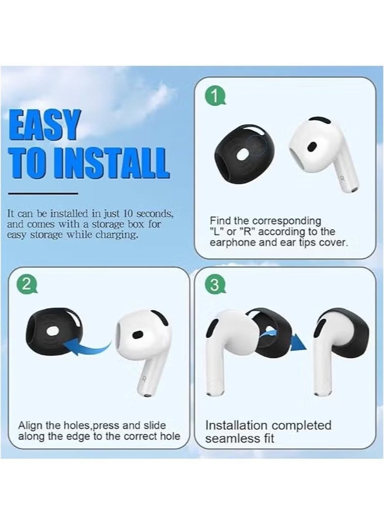 6 Pairs Cover for AirPods 4 Anti Scratches Add Grip Sport Ear Tips Compatible with AirPods 4th Generation (White Black and Green) - Image 4