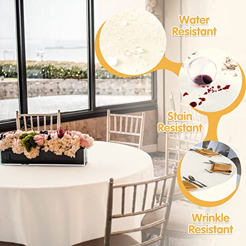 BRILLMAX 6 Pack Ivory Round Tablecloths 120 Inch - Circle Bulk Linen Polyester Fabric Washable Table Cloth Cover for Wedding Reception Banquet Birthday Party Buffet Restaurant - Image 3
