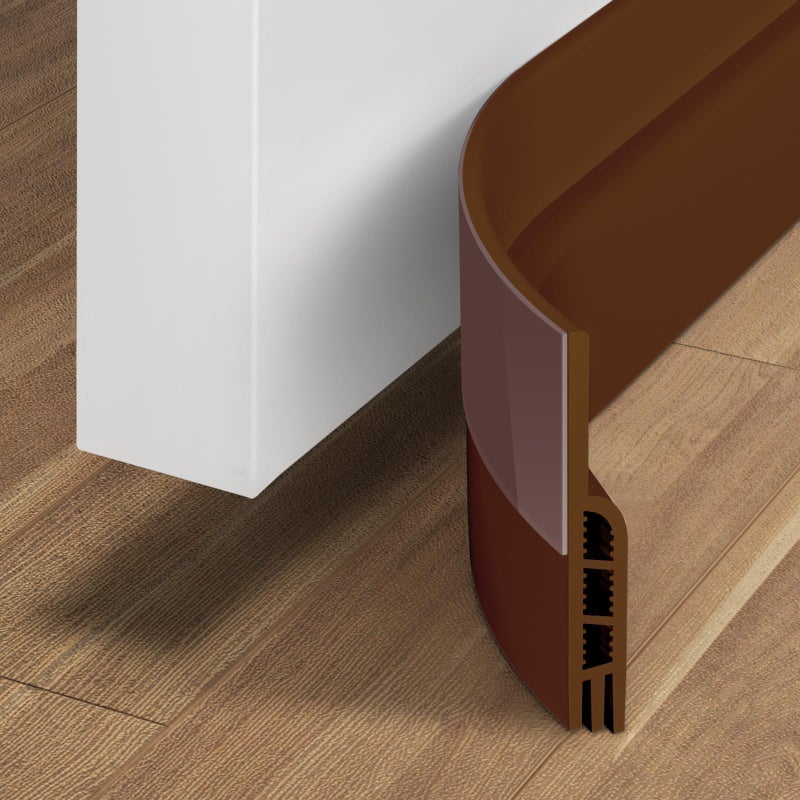 Holikme Door Draft Stopper Under Door Draft Blocker Insulator Doors Sweep Weather Stripping Noise Stopper Strong Adhesive, Brown - Image 1