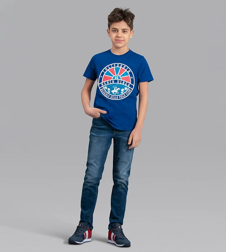 Typographic Print Round-Neck T-shirt