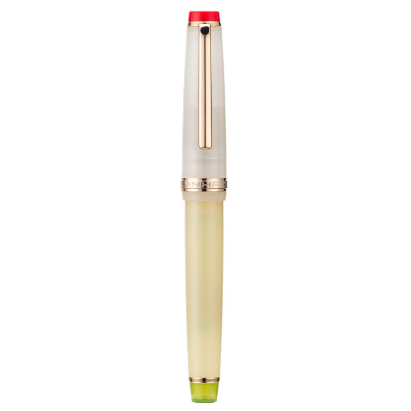 Wikult Jinhao 82 Acrylic Fountain Pen, Iridium Extra Fine Nib with Ink Converter, Vintage Cream White Contrast Color Classic Design Smooth Writing Pen (Gold Trim) - Image 2