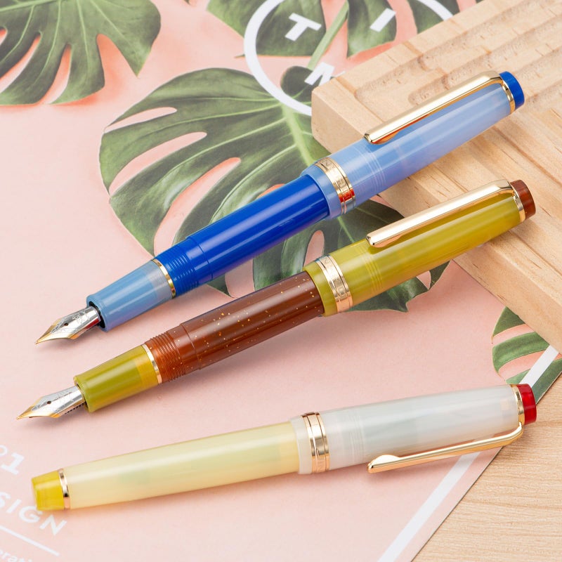 Wikult Jinhao 82 Acrylic Fountain Pen, Iridium Extra Fine Nib with Ink Converter, Vintage Cream White Contrast Color Classic Design Smooth Writing Pen (Gold Trim) - Image 3