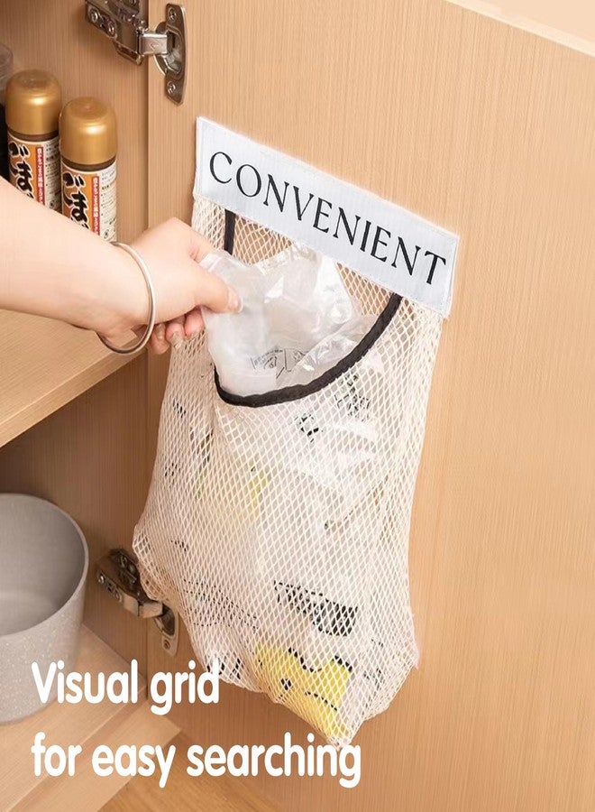 JREEPEE 2Pcs Sticky Wall Mount Trash Bag Holder Dispenser - Under Sink & Cabinet Door Adhesive Organizer for Kitchen, Bathroom, Car, Laundry - Reusable Mesh Storage Bags JREEPEE - Image 2
