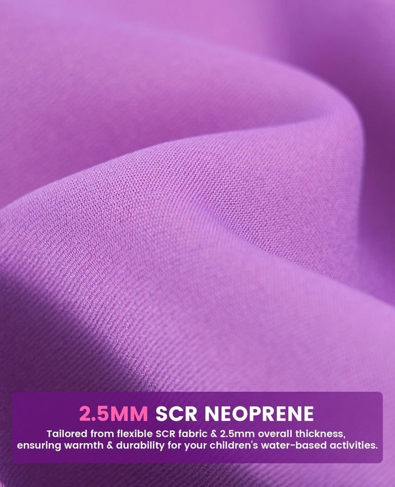 Gogokids Muta per Bambini, Mute in Neoprene da 2.5 mm per Bambini, Mute Bagnate Corte Con Cerniera Posteriore per Comfort e Calore, Muta UV per Nuoto, Snorkeling e Surf, EtÃ  3-4 Ragazze, Viola - Image 5