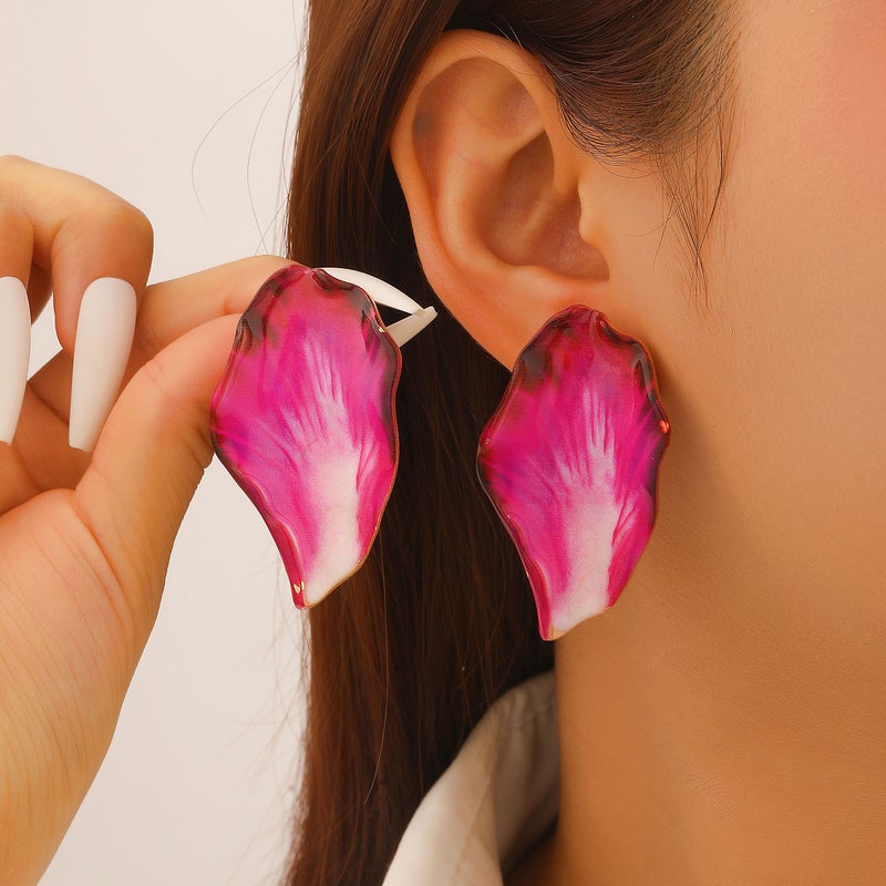 ofeankri French Retro High-End Irregular Pleated Drip Oil Earrings with Enamel Finish, Geometric European Style - Image 1