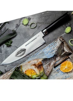 Samura Samura Damascus Chef Knife | 8 Inch Blade | Ergonomic G-10 handle with  Steel Bolster | Damascus Steel Blade | Durable | Better Control | Precision Cutting  - Image 5