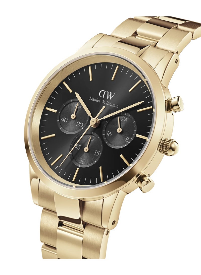 Men Iconic Chronograph Link Onyx Gold Stainless Steel Watch DW00100641 - 42mm - pzsku/Z54888190D3D3A9314A01Z/45/_/1738653484/71a9bd9a-9d8d-48e4-a00a-320f9d1ee4e3