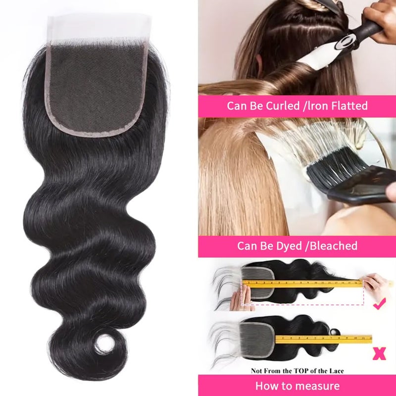 MDL 5x5 Lace Closure Hd Transparent Body Wave Frontal Closure 10A Virgin Remy Human Hair Closure Real Hd Transparent Lace Closure Pre Plucked With Baby Hair Natural Black Color(14inch) - Image 4