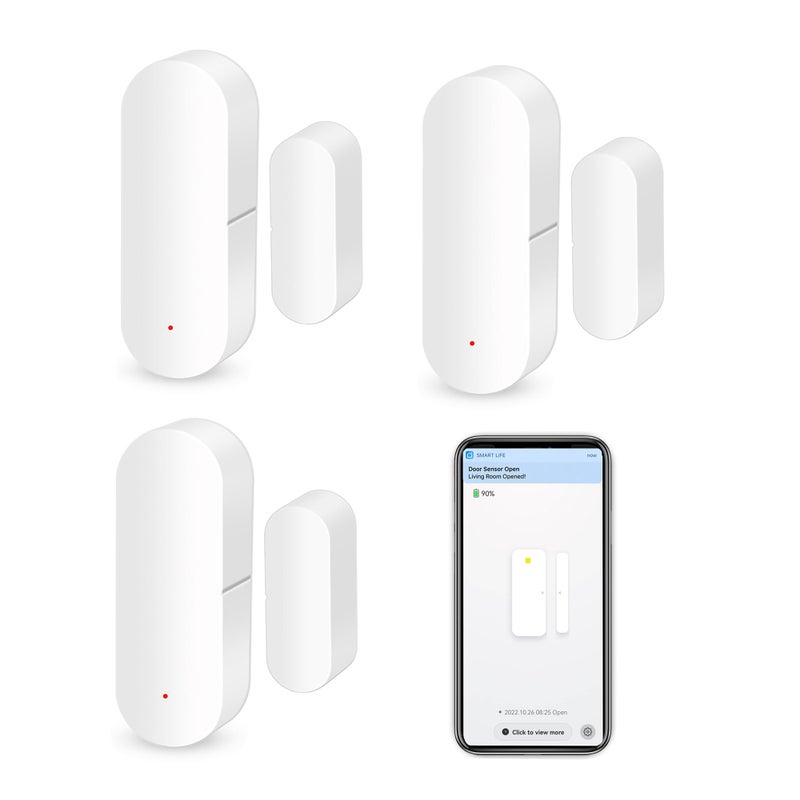 Gaoducash WiFi DoorWindow Sensor Smart Contact Sensor with App Alerts DoorWindow Open Detector Compatible with AlexaGoogle Assistant Entry Detector for Home Security Automation 3Pack - Image 2
