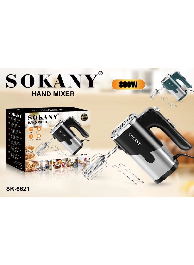 Sokany Sk-6621 Hand Mixer 800W 5 Speed - Image 2