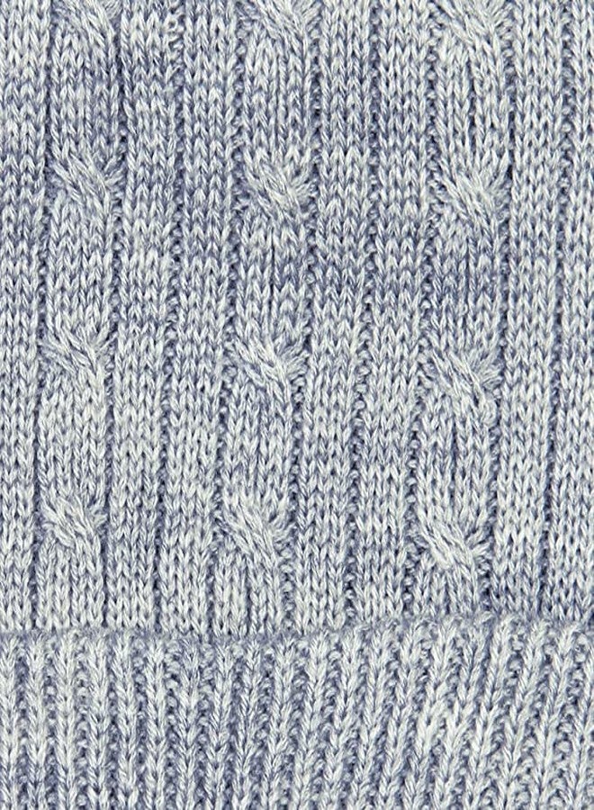 VINSON Kids Acro Wool Knit Skull Beanie Cap with Fur Inside for Winter Season (Pack of 1) (Grey) (Free Size) - Image 2