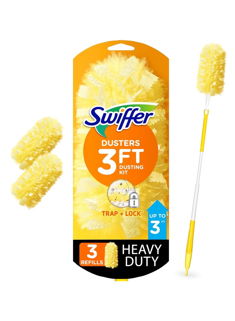 Swiffer مكنسة سويفر 360 درجة مع مقبض قابل للتمديد و5 مكنسة  - Image 1
