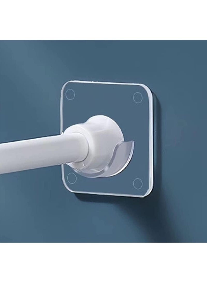 4pcs Adhesive curtain pole fixings, shower curtain pole mounting fixings for walls Adhesive shower curtain pole tension fixings, clear tension brackets, no drilling required  (pole not included) - Image 1