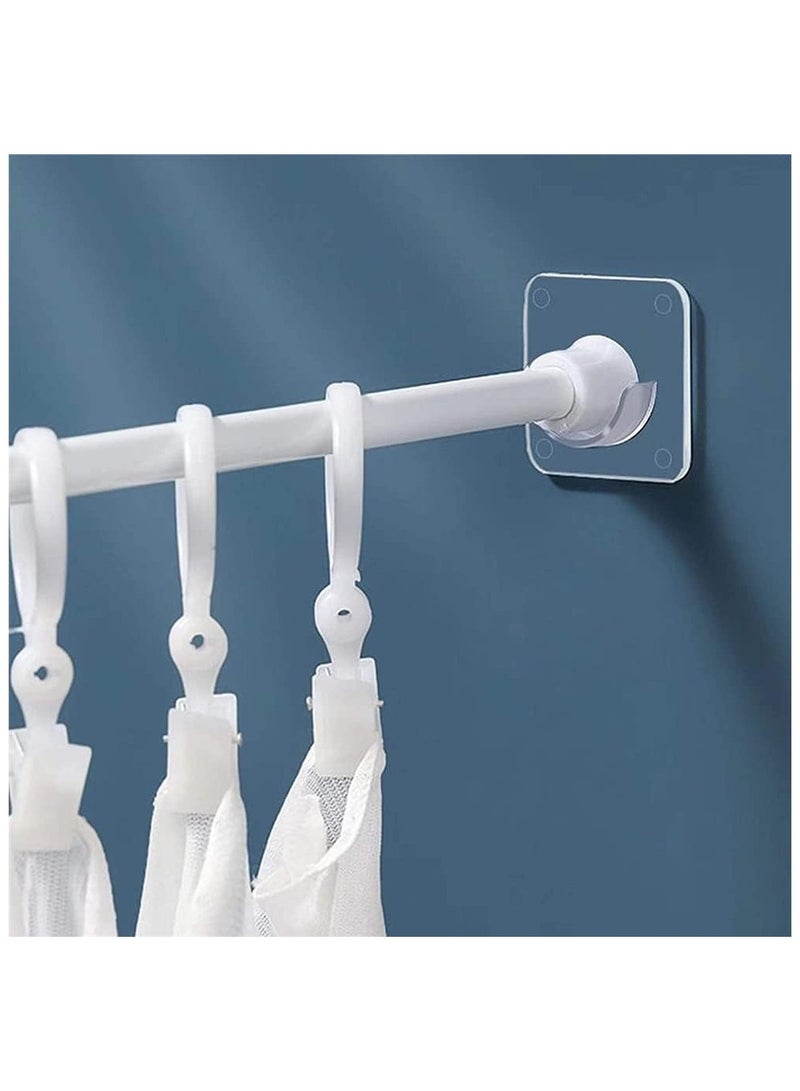 4pcs Adhesive curtain pole fixings, shower curtain pole mounting fixings for walls Adhesive shower curtain pole tension fixings, clear tension brackets, no drilling required  (pole not included) - Image 2