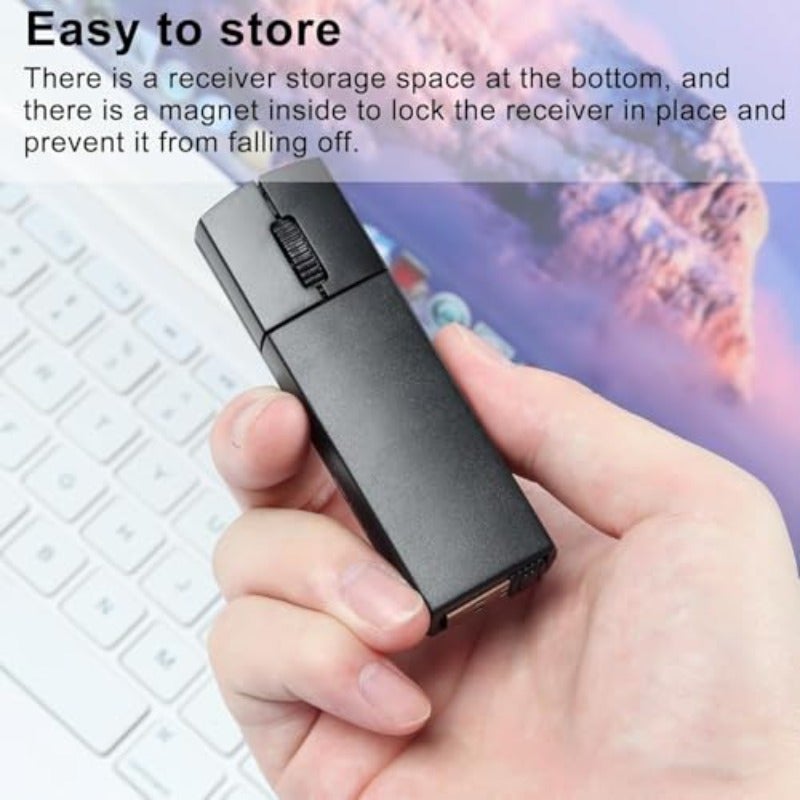 Wireless Mouse Wireless Bluetooth Mouse Dual Mode BT+2.4G Noiseless Charging Mouse (with Storage Case) 3 Buttons 1200 DPI Ultra-Thin Portable Mini Travel Wireless Mouse for Windows PC Laptops - Image 5