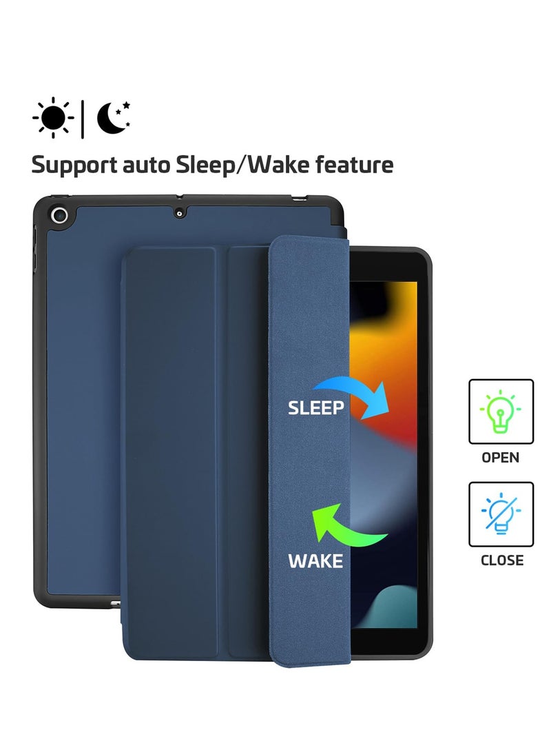 Procases iPad 10.2 9th Gen 10.2 with Pencil Holder Flexible Soft TPU Back Cover Ultra Slim Lightweight Stand Protective Case Navy - Image 3