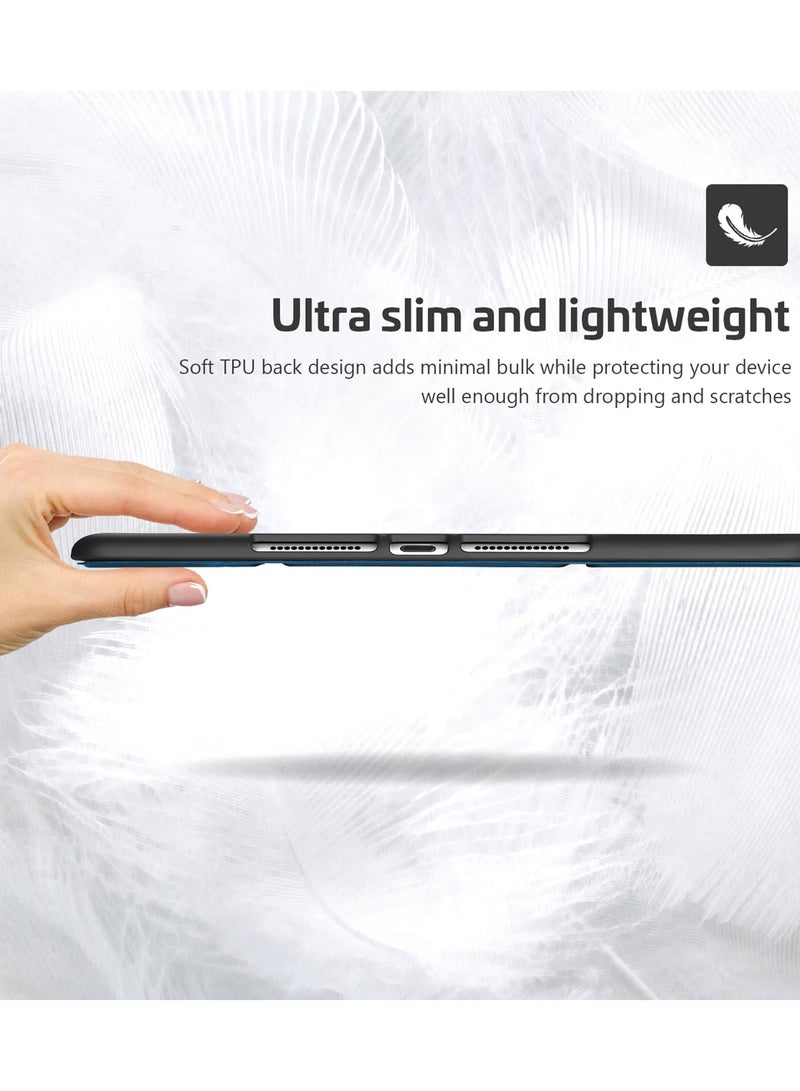 Procases iPad 10.2 9th Gen 10.2 with Pencil Holder Flexible Soft TPU Back Cover Ultra Slim Lightweight Stand Protective Case Navy - Image 5