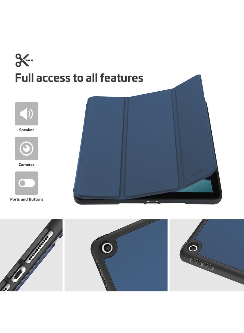 Procases iPad 10.2 9th Gen 10.2 with Pencil Holder Flexible Soft TPU Back Cover Ultra Slim Lightweight Stand Protective Case Navy - Image 4