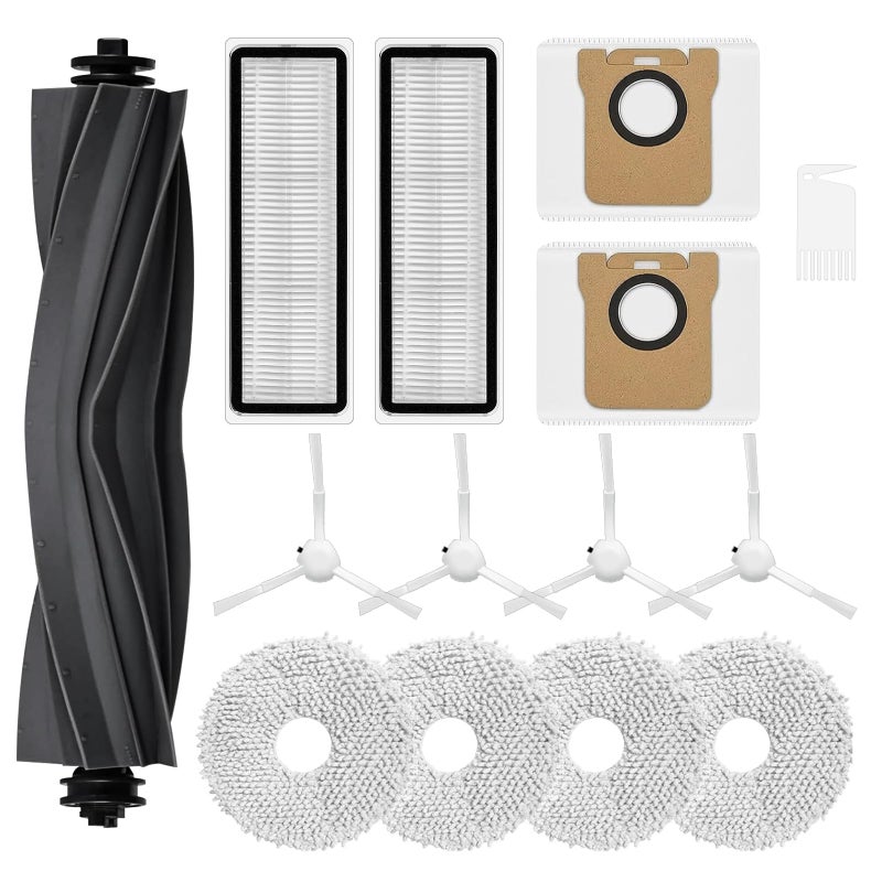 Fixbetter طقم ملحقات لجهاز تنظيف الأرضيات الروبوتي Dreame L10s Ultra L10 Ultra S10 S10 Pro S20 S20 Pro لجهاز Mijia Omni X10 قطع غيار 1 فرشاة مطاطية 4 فرش جانبية 2 فلتر 2 حقيبة غبار 4 وسادات