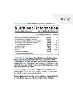Revive Naturals Multi Collagen Protein Capsules Types I Ii Iii V & X Hydrolysed Grass Fed Bovine Wild Caught Marine & Freerange Chicken Made With Hyaluronic Acid & Vitamin C 120 Caps  - Image 3