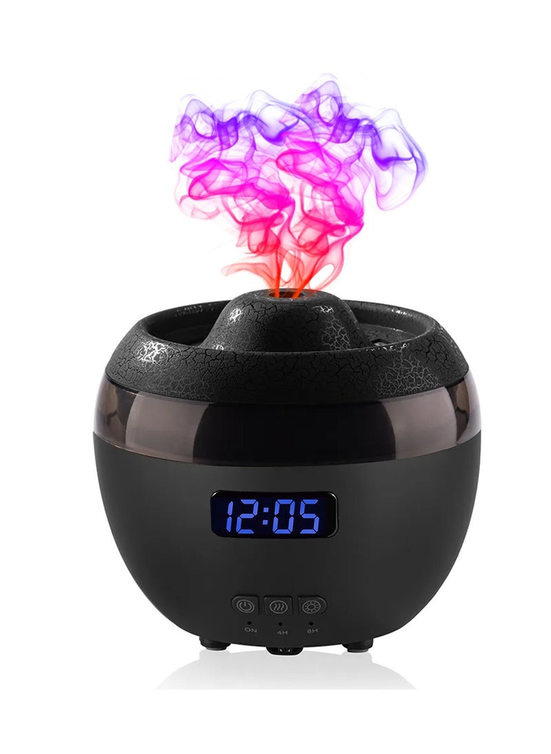 Generic Multifunctional Remote Control Dynamic Volcano Jellyfish Spray Aroma Diffuser with Clock Dynamic Air Humidifier RGB Flame Mood Lamp Essential Oil Diffuser  - Image 1