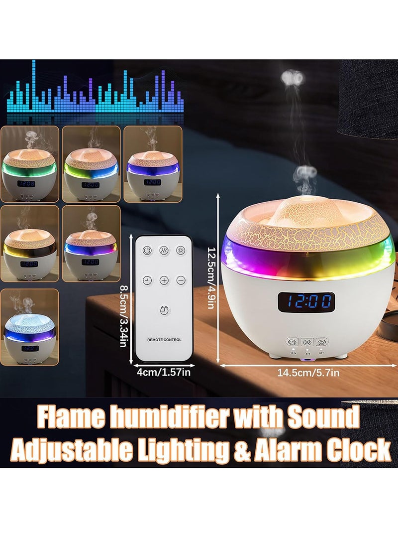 Generic Multifunctional Remote Control Dynamic Volcano Jellyfish Spray Aroma Diffuser with Clock Dynamic Air Humidifier RGB Flame Mood Lamp Essential Oil Diffuser  - Image 4