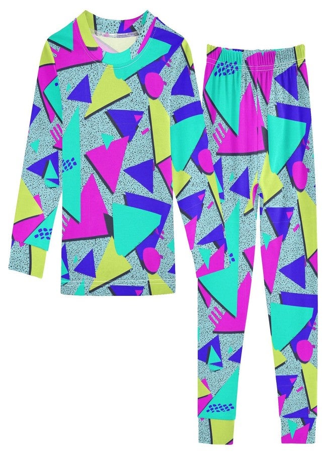 Boccsty Rainbow 80s 90s Pajama Sets 2 Pieces Long Sleeve PJs Set Comfy Sleepwear Nightwear for 6Y - Image 1