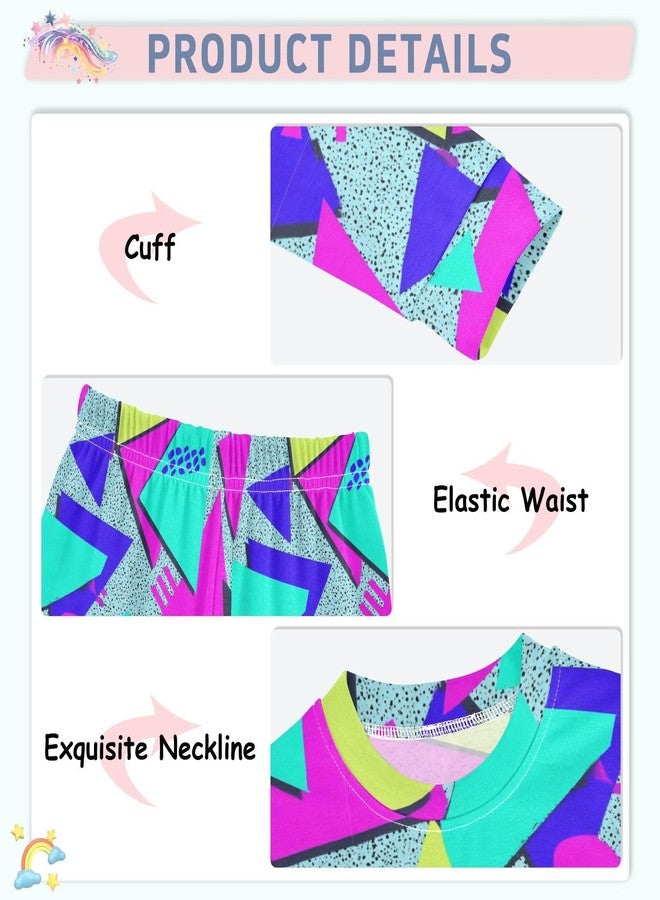 Boccsty Rainbow 80s 90s Pajama Sets 2 Pieces Long Sleeve PJs Set Comfy Sleepwear Nightwear for 6Y - Image 3