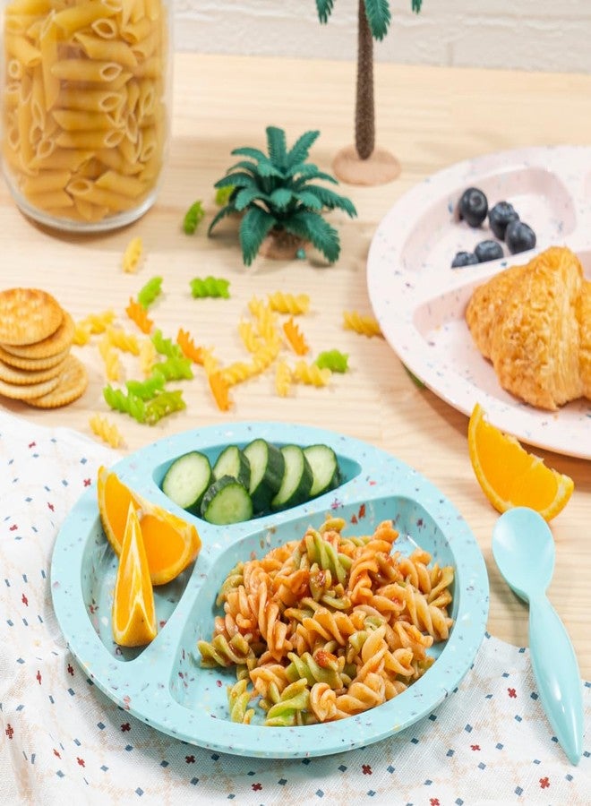 bzyoo 9-Inch Divided Plates Set of 2, 100% Melamine Portion Control Plates for Adults & Kids, Modern Confetti Pattern, BPA-Free & Dishwasher Safe, Ideal for Camping, RV, and Daily Use (Green) - Image 4
