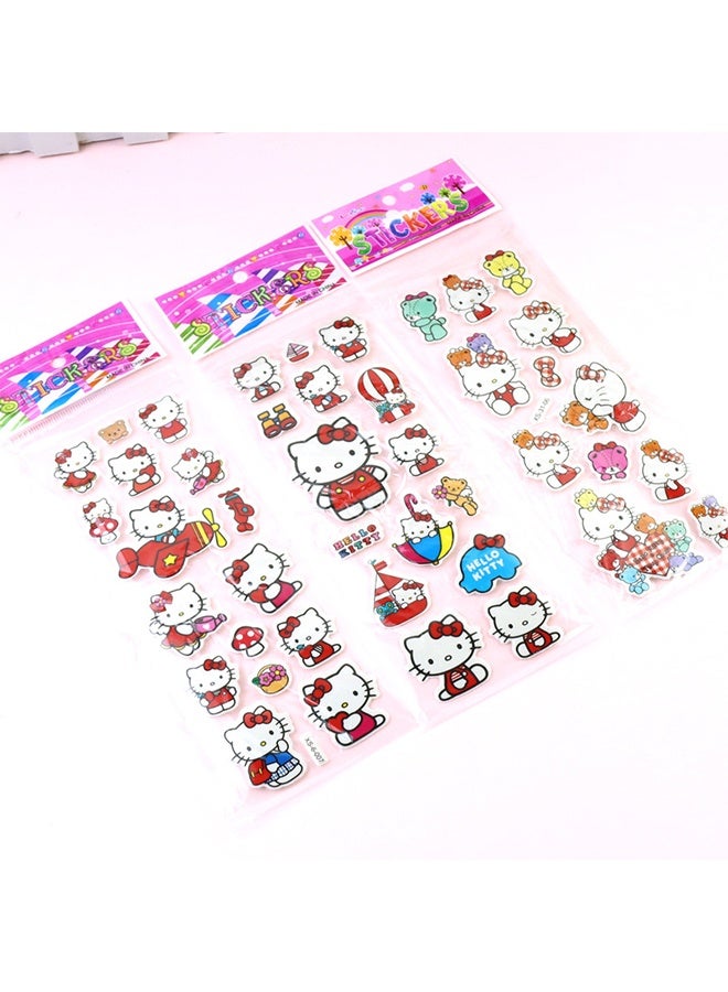 Hello Kitty 12 Sheets Hellokitty Bubble Stickers, Children's Cartoon Kt Cat Three-Dimensional Pvc Stickers - Image 5