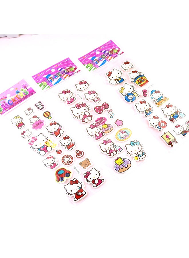 Hello Kitty 12 Sheets Hellokitty Bubble Stickers, Children's Cartoon Kt Cat Three-Dimensional Pvc Stickers - Image 4