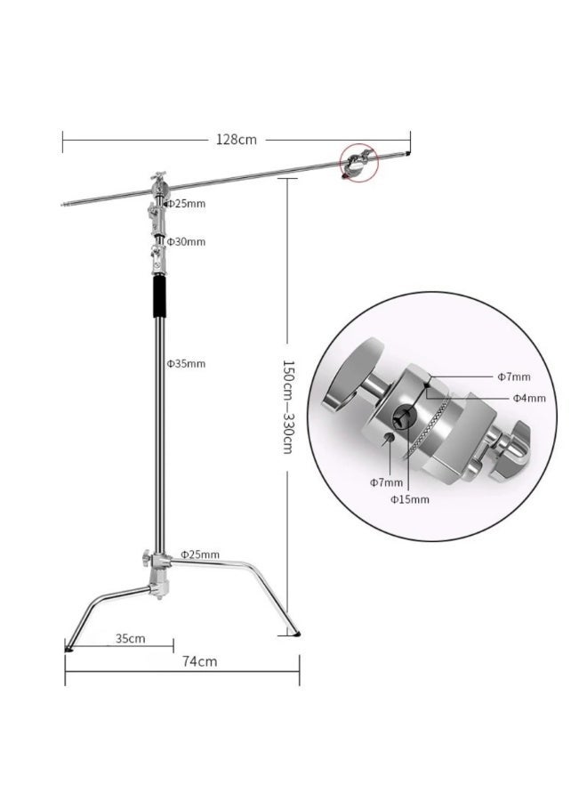 FX Studio 3.3M Stainless Steel C-Stand with Boom Arm - ER-330C - Image 2